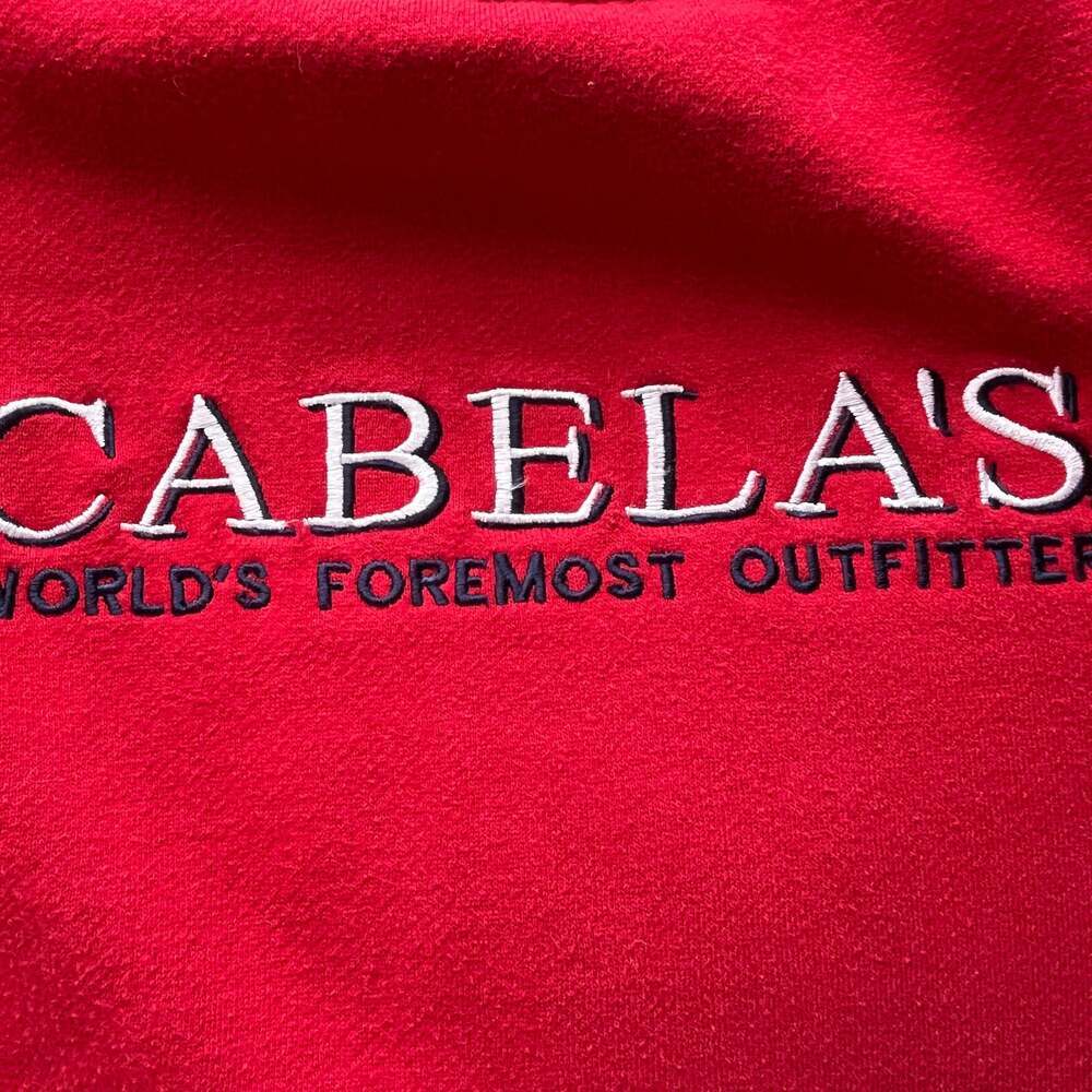 Vintage JanSport Cabela's World's Foremost Outfitter Red Crewneck Sweatshirt